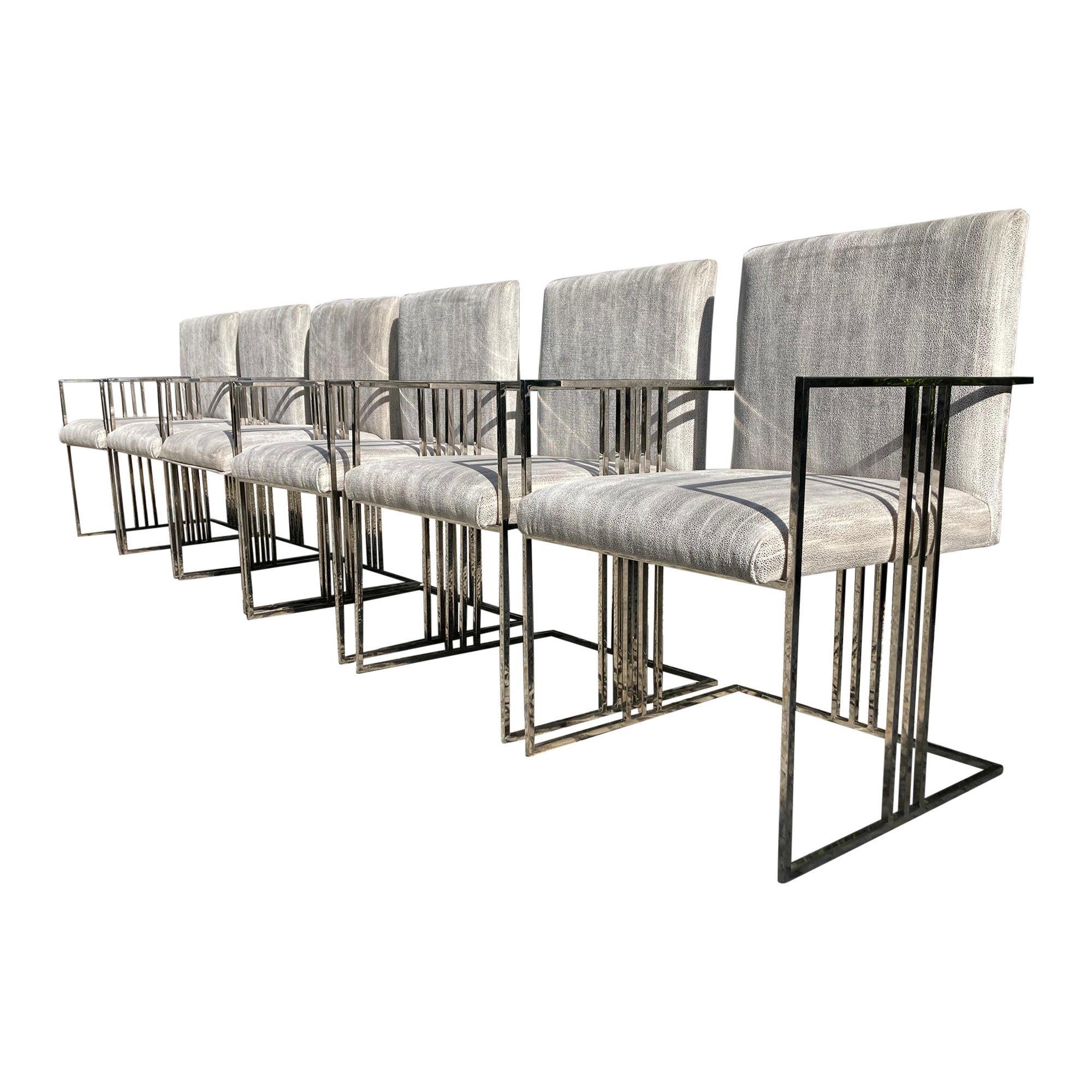 Set of Six HighBacked Cane Dining Chairs by Milo Baughman at 1stDibs