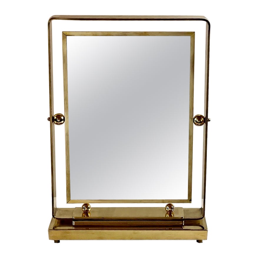 Late 20th Century Italian Brass Double Sided Table Mirror For Sale at
