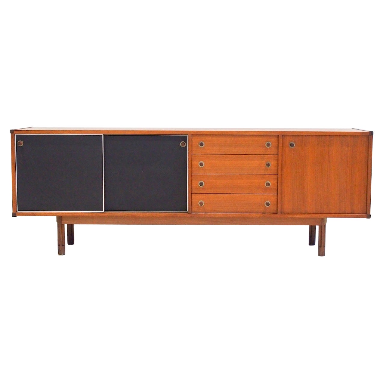 Wooden Sideboard with Black Doors by Coslin For Sale at 1stDibs