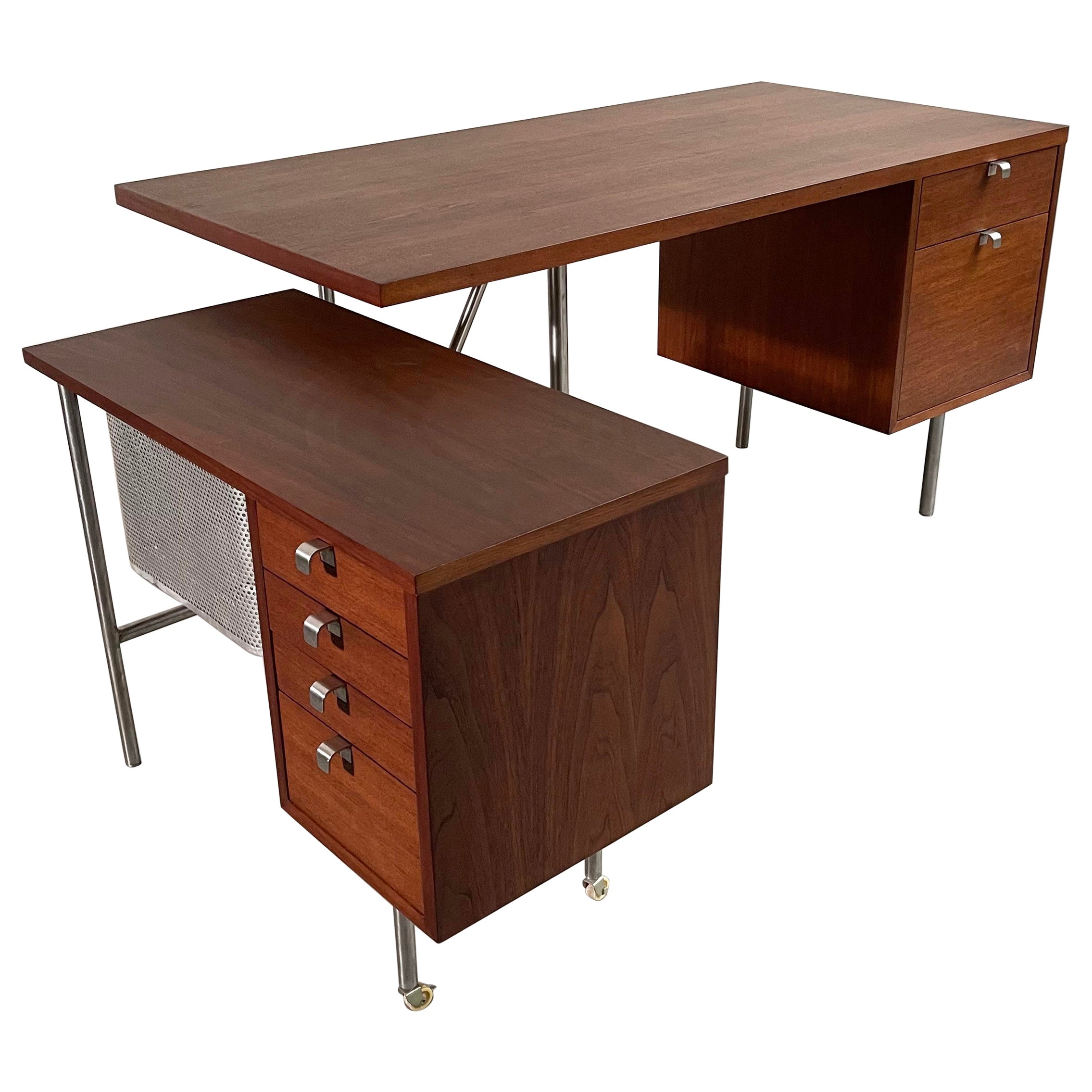 Walnut and Rosewood Executive Desk, c. 1930s at 1stDibs
