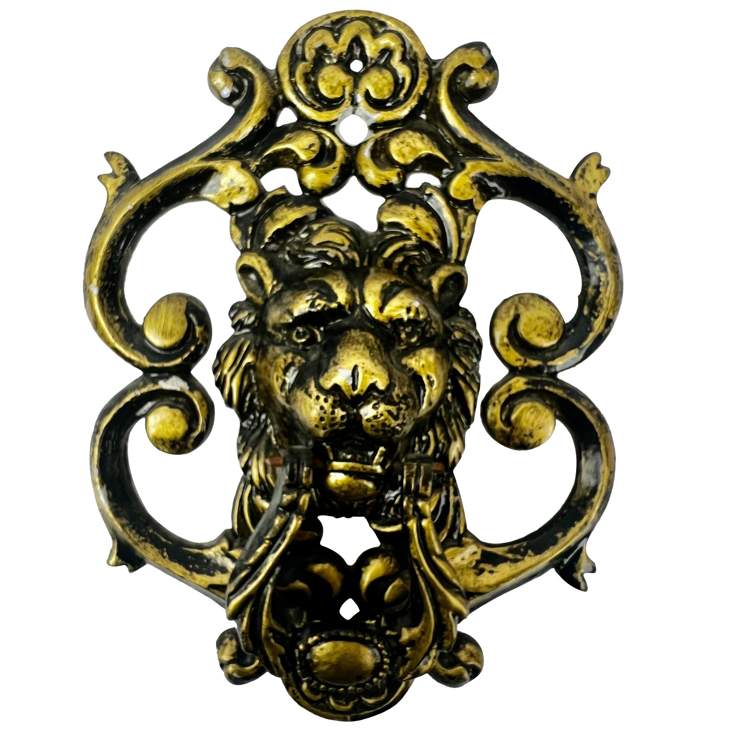 Large Classical Lion Door Knocker With Foliate Scrolls For Sale at 1stDibs