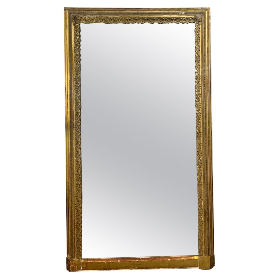 Large French Floor/Pier Mirror with Parcel Paint and Gilt Wood in