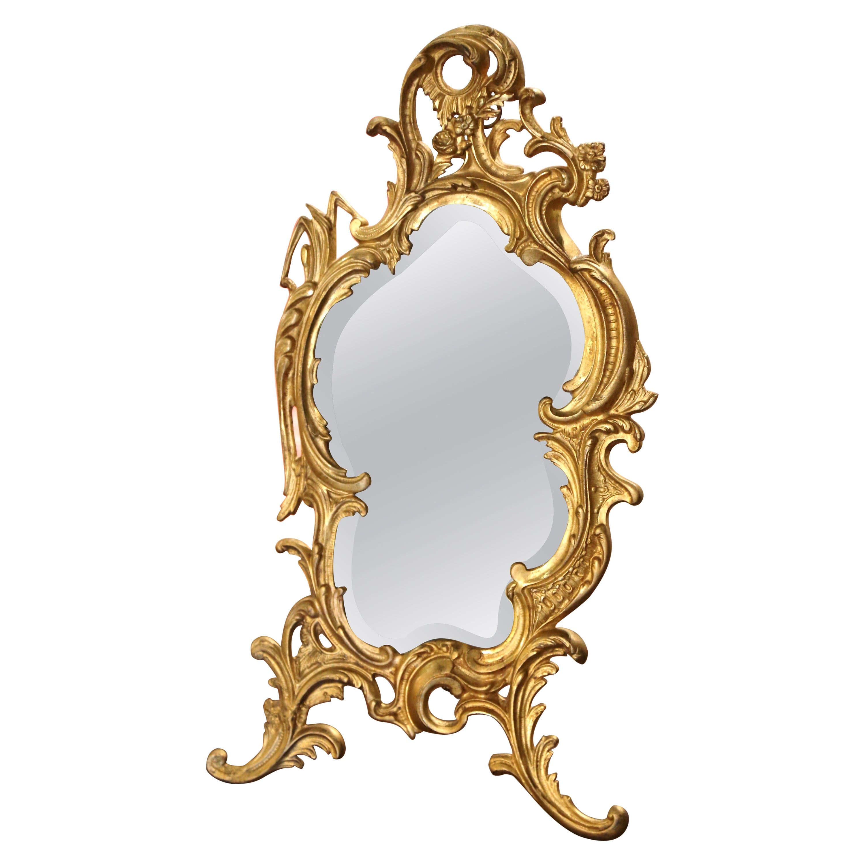Victorian Standing or Wall Mounted Vanity Mirror in Pewter, 19th