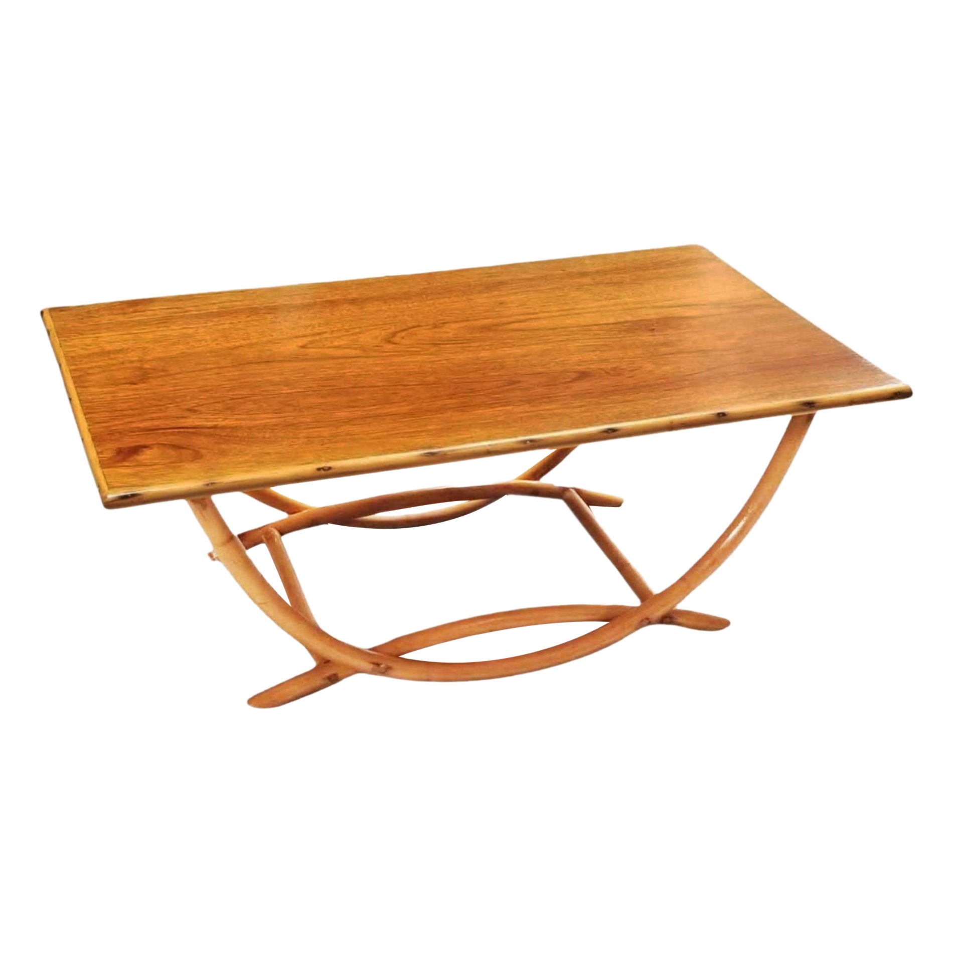 Low Rectangular Antique Coffee Table with Arched Legs For Sale at 1stDibs