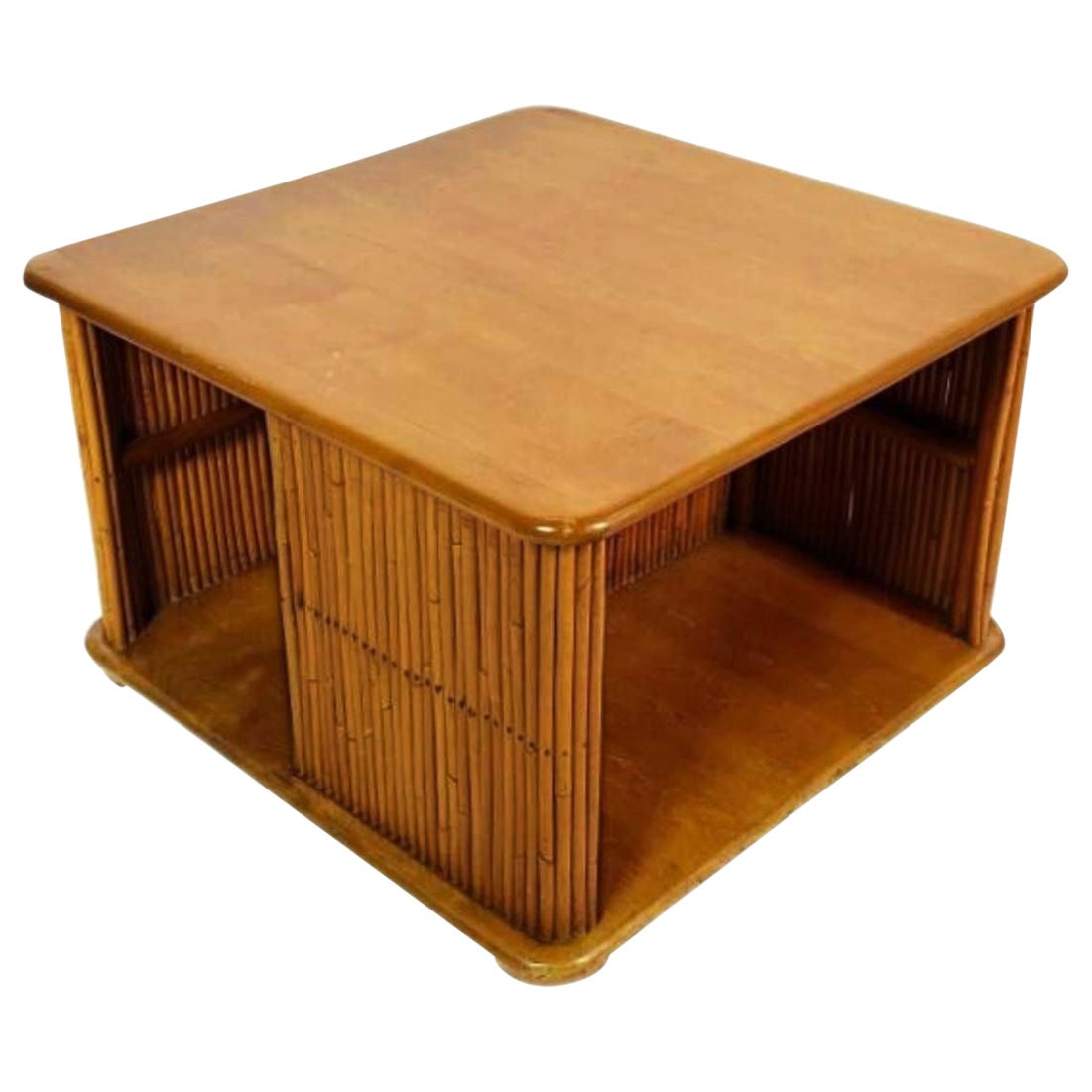 Restored 1938 Original Paul Frankl Rattan Square Coffee Table at 1stDibs