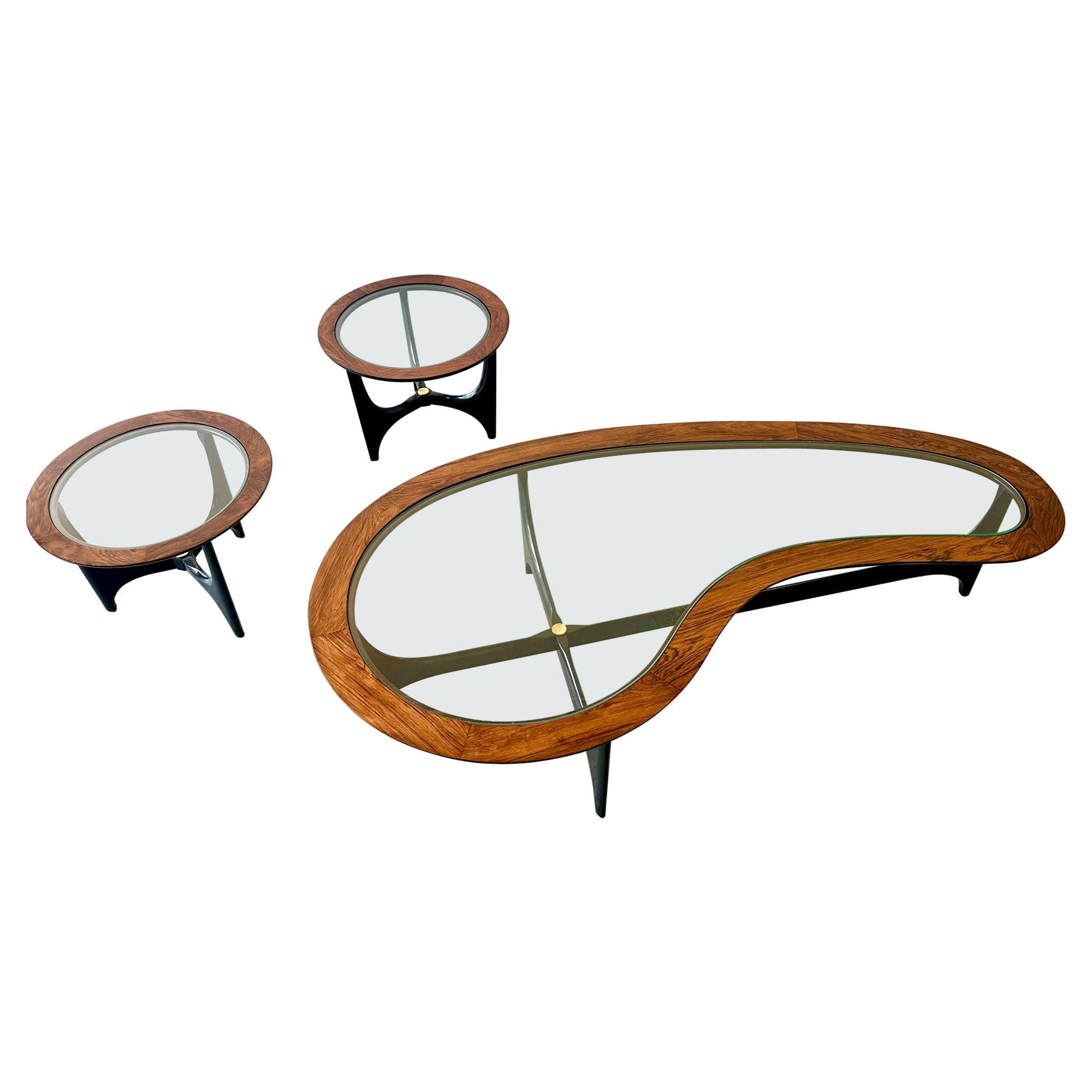 Pearsall Midcentury Lane Amoeba Biomorphic Kidney Rosewood Coffee and