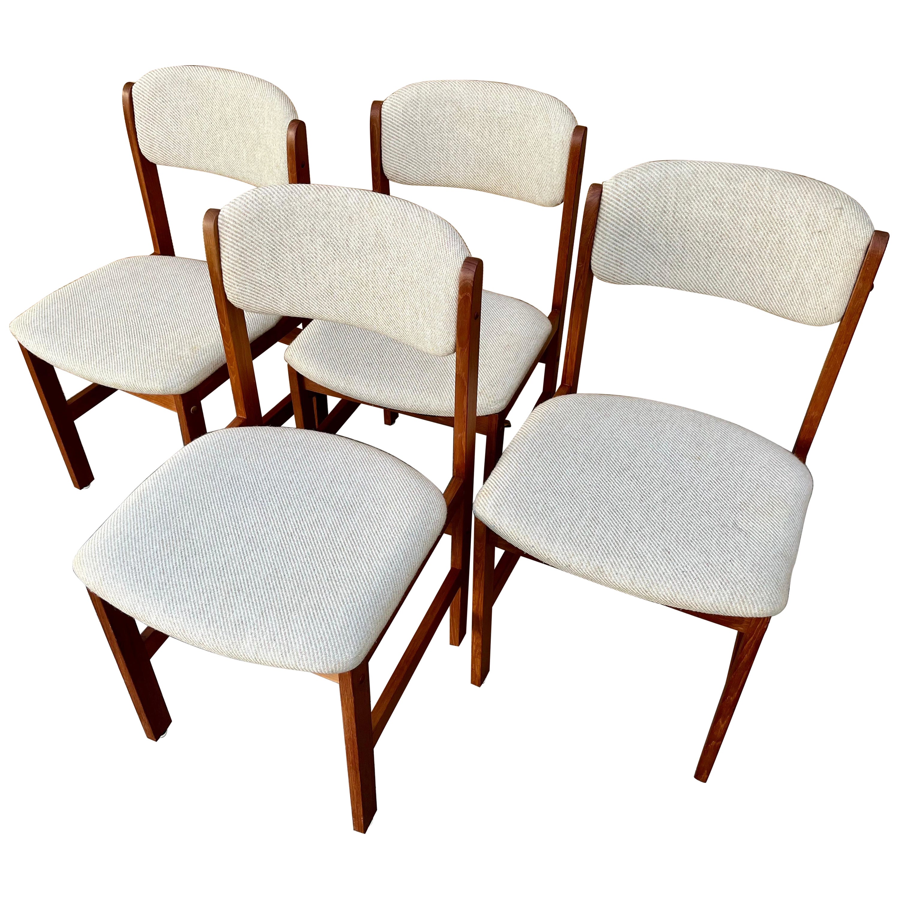 Eight Danish Style Railback High Back Teak Dining Chairs by Benny