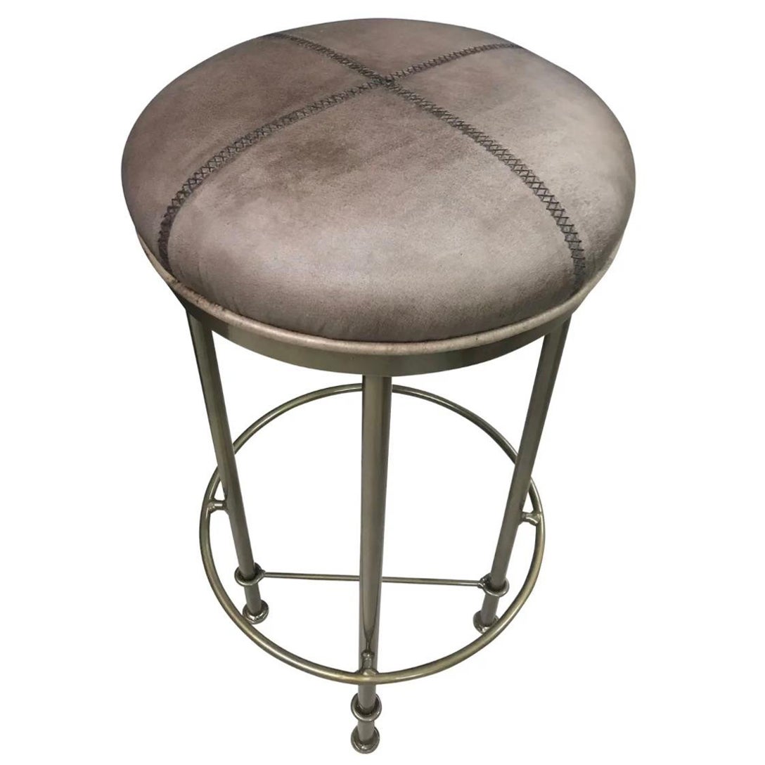 Rustic Grey Leather Bar Stool For Sale at 1stDibs