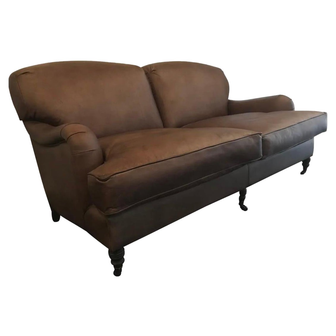 Traditional Two Seat Leather Sofa For Sale at 1stDibs