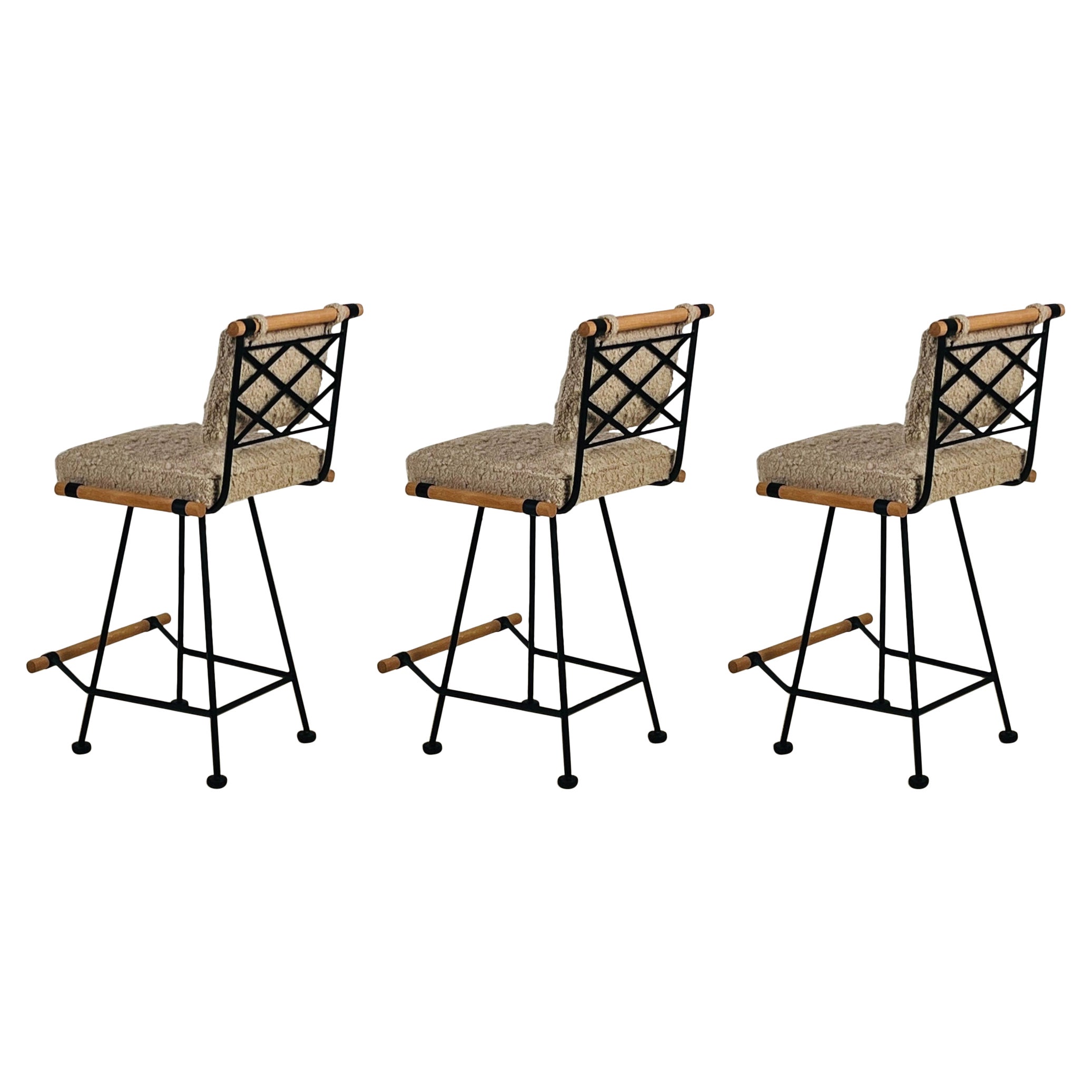 Set of 3 'Los Feliz' Swiveling Counter Stools by Design Frères, in COM