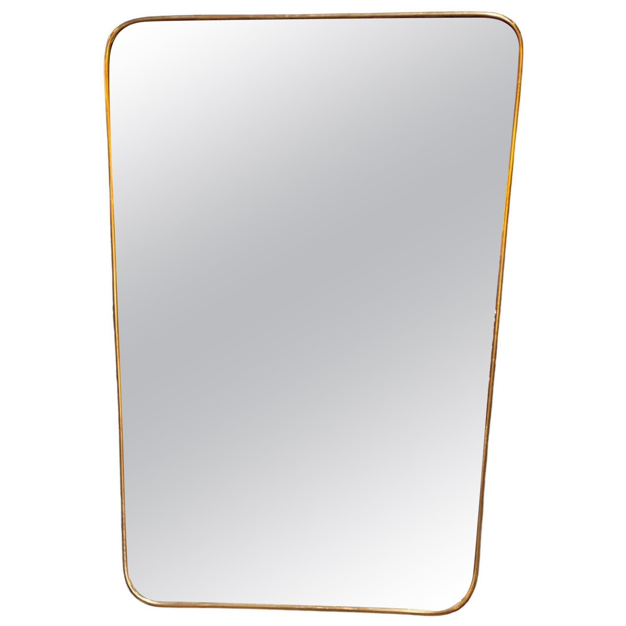 Vintage Italian Oversize Rectangular Brass Wall Mirror 1980s at 1stDibs