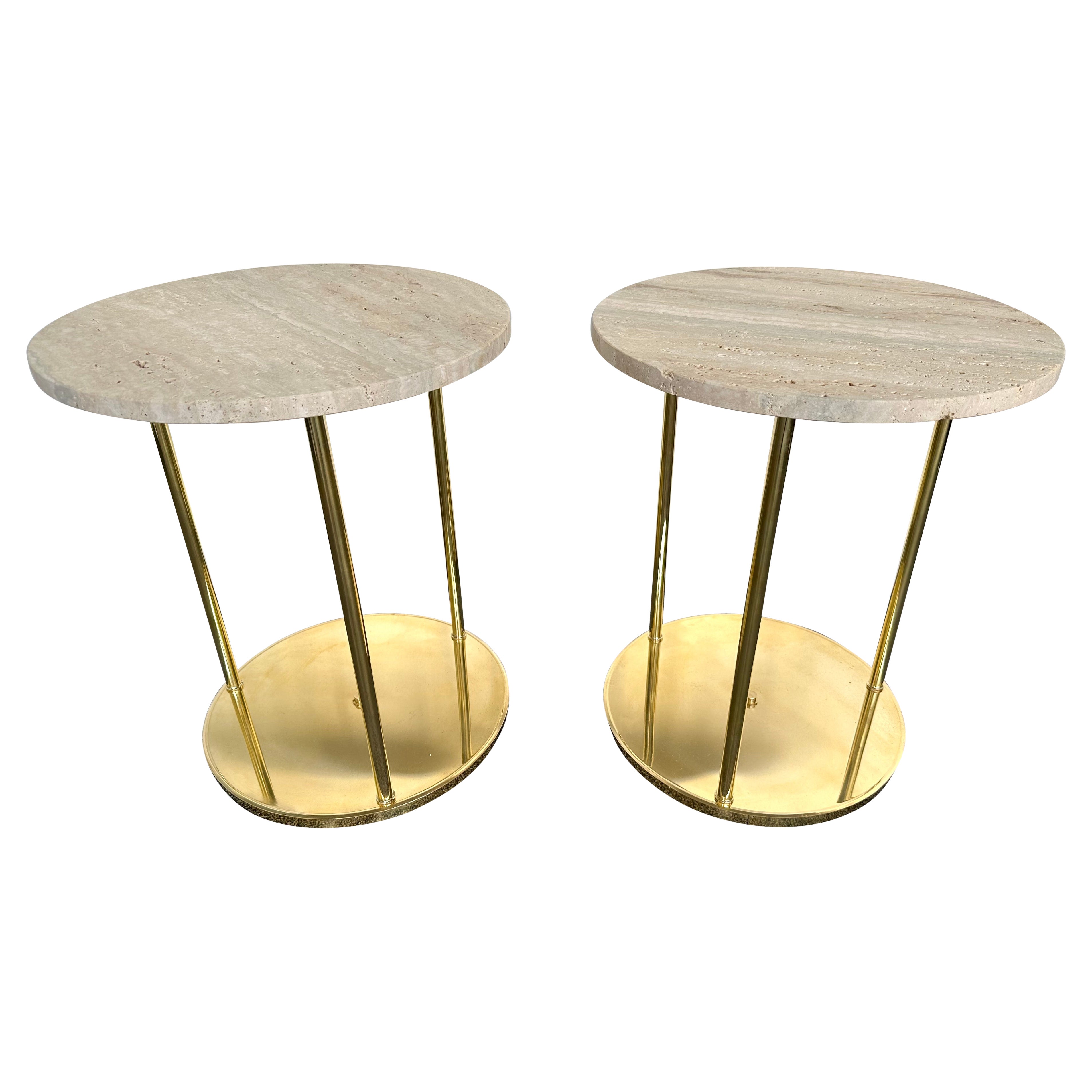 Contemporary Travertine Side Table by Alex P White For Sale at 1stDibs