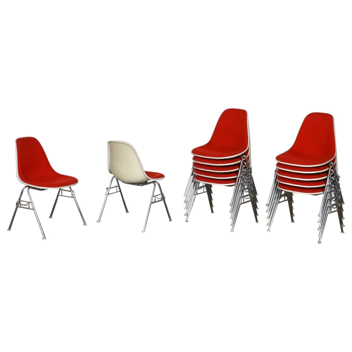 Set Of 12 Stackable DSS Chairs By Charles And Ray Eames For Herman