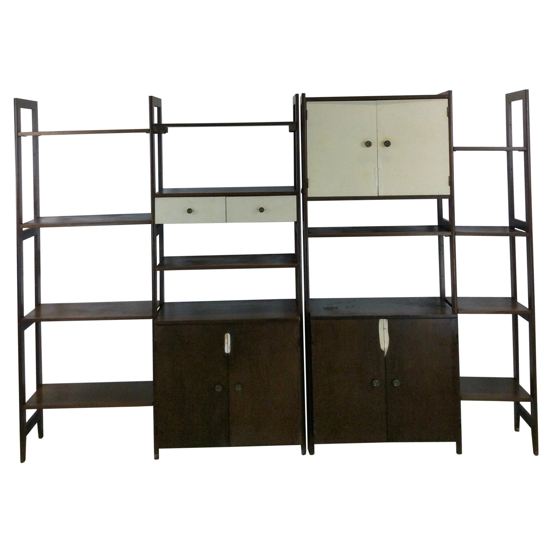 Mid Century Modern 2pc Modular Shelving Unit with Finished Back For