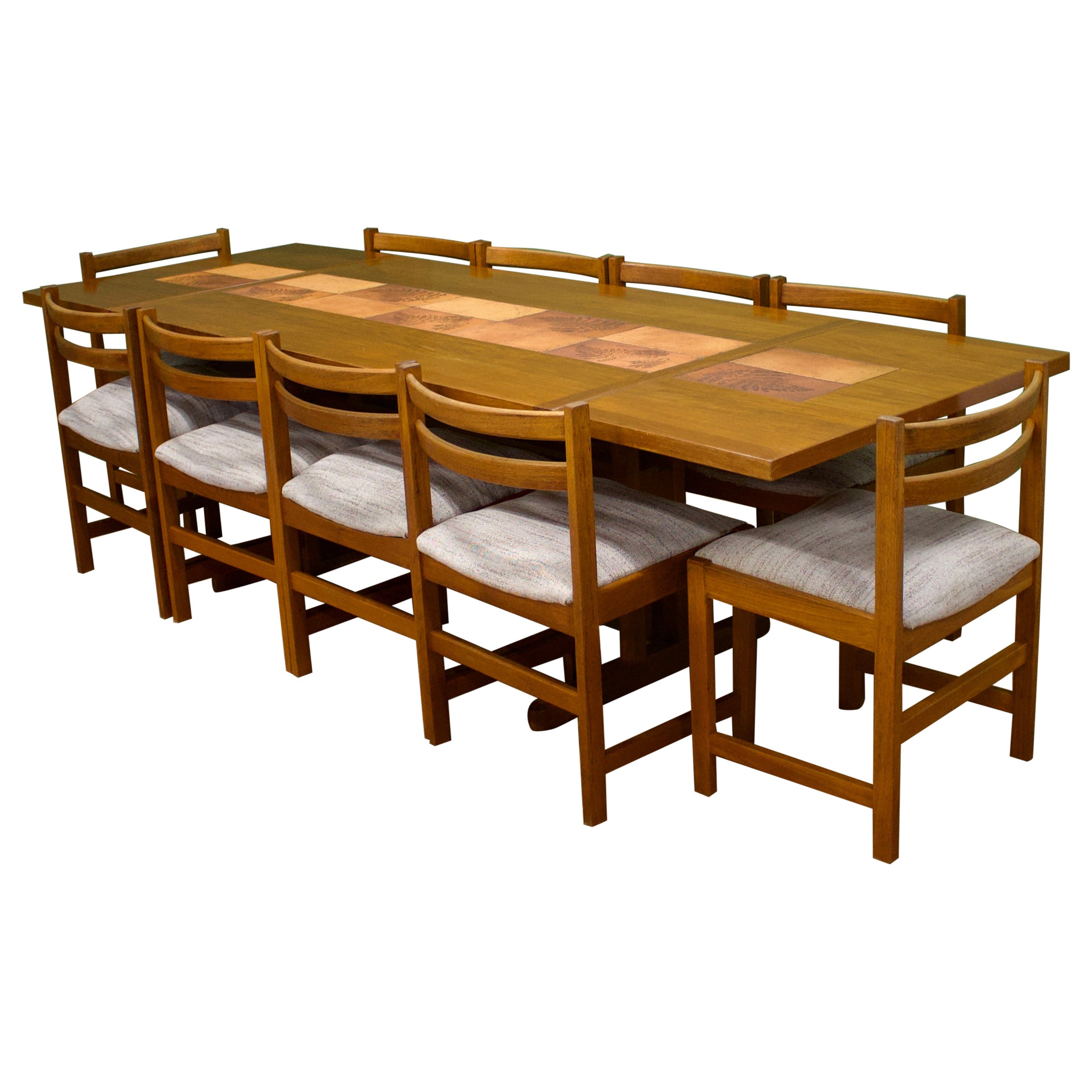 MidCentury Teak Tiled Extendable Dining Table and Chairs by Ansager