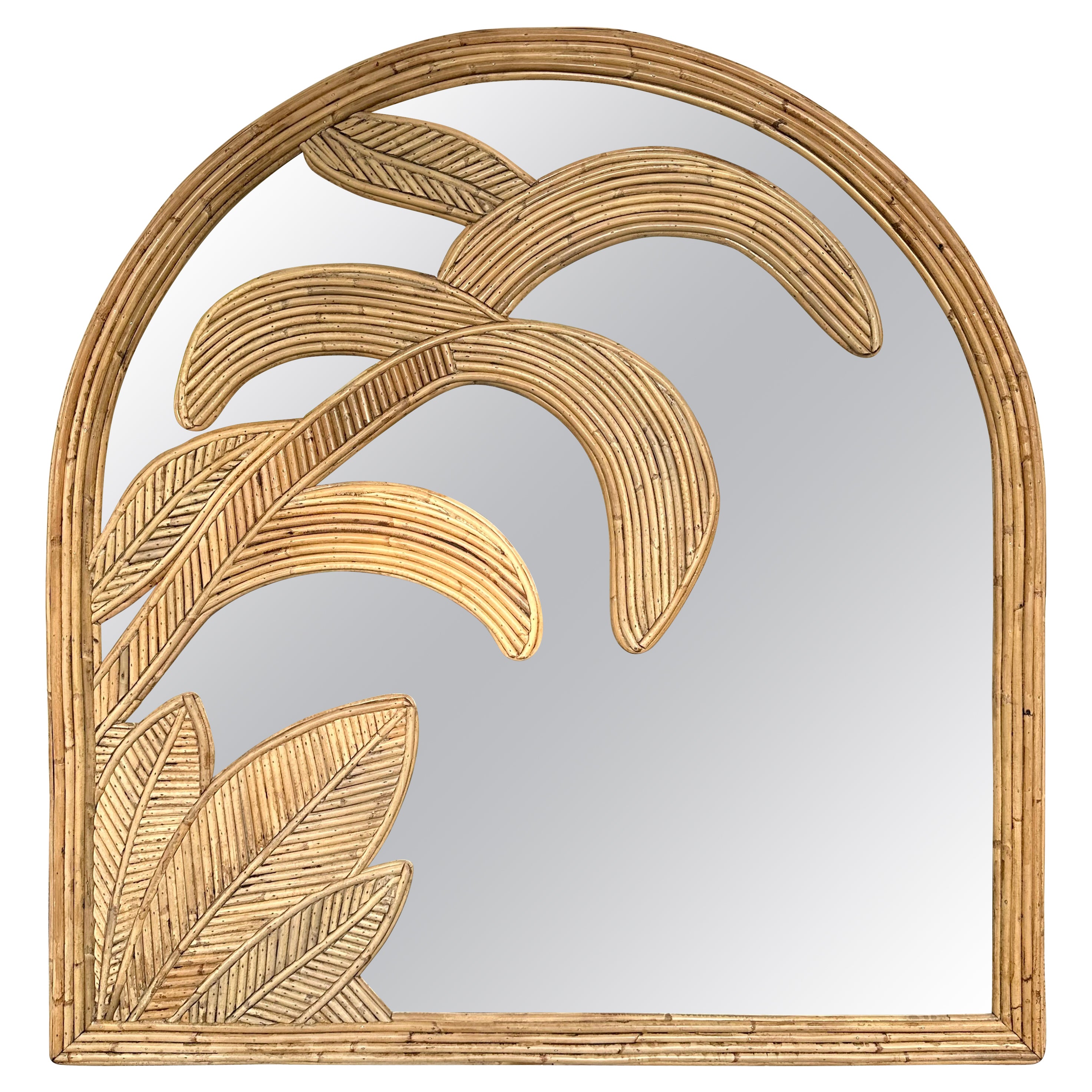 Large FullLength Rattan Palm Tree Mirror by Vivai Del Sud. Italy, 1970s For Sale at 1stDibs