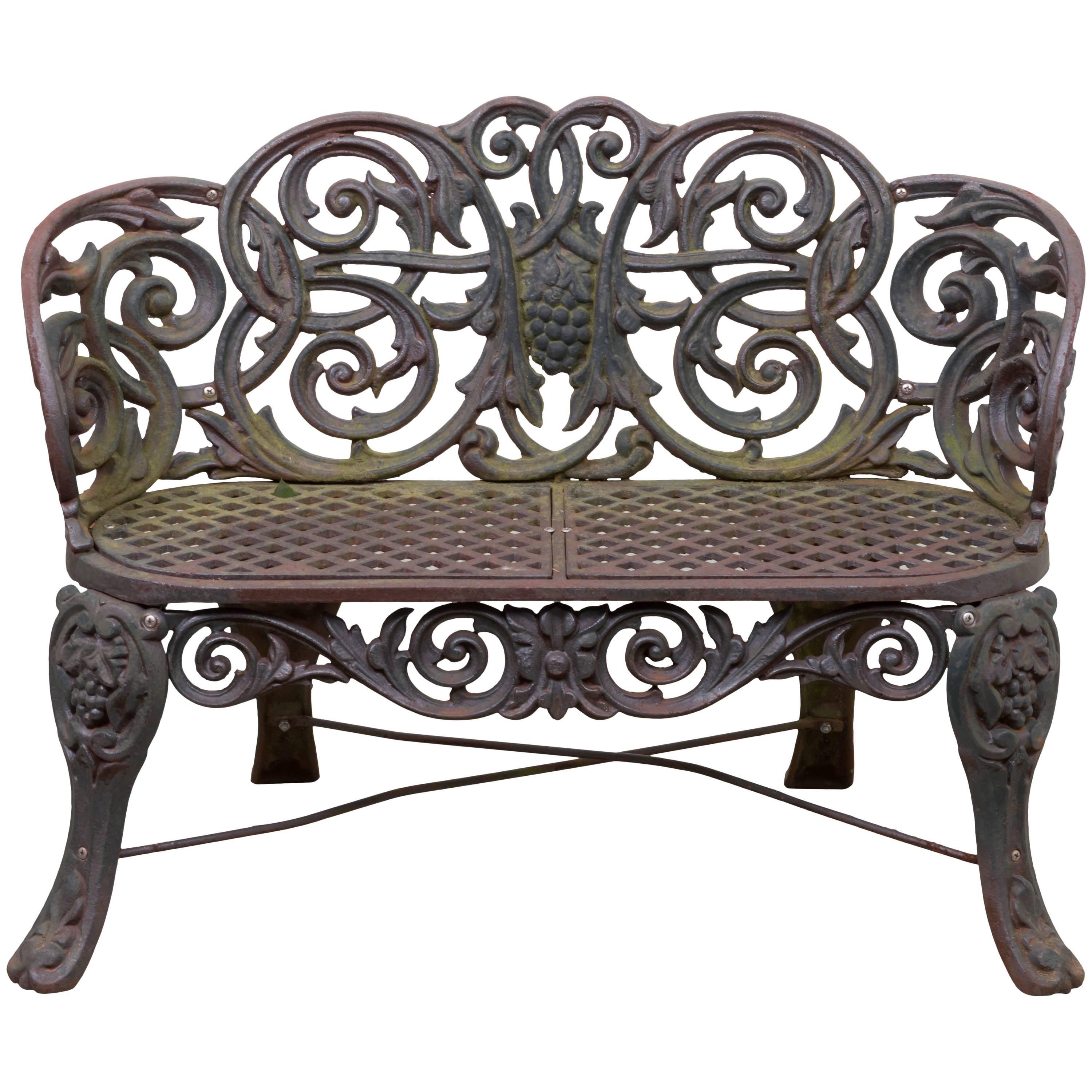 20th Century American Cast Iron "Scroll Settee" For Sale at 1stDibs