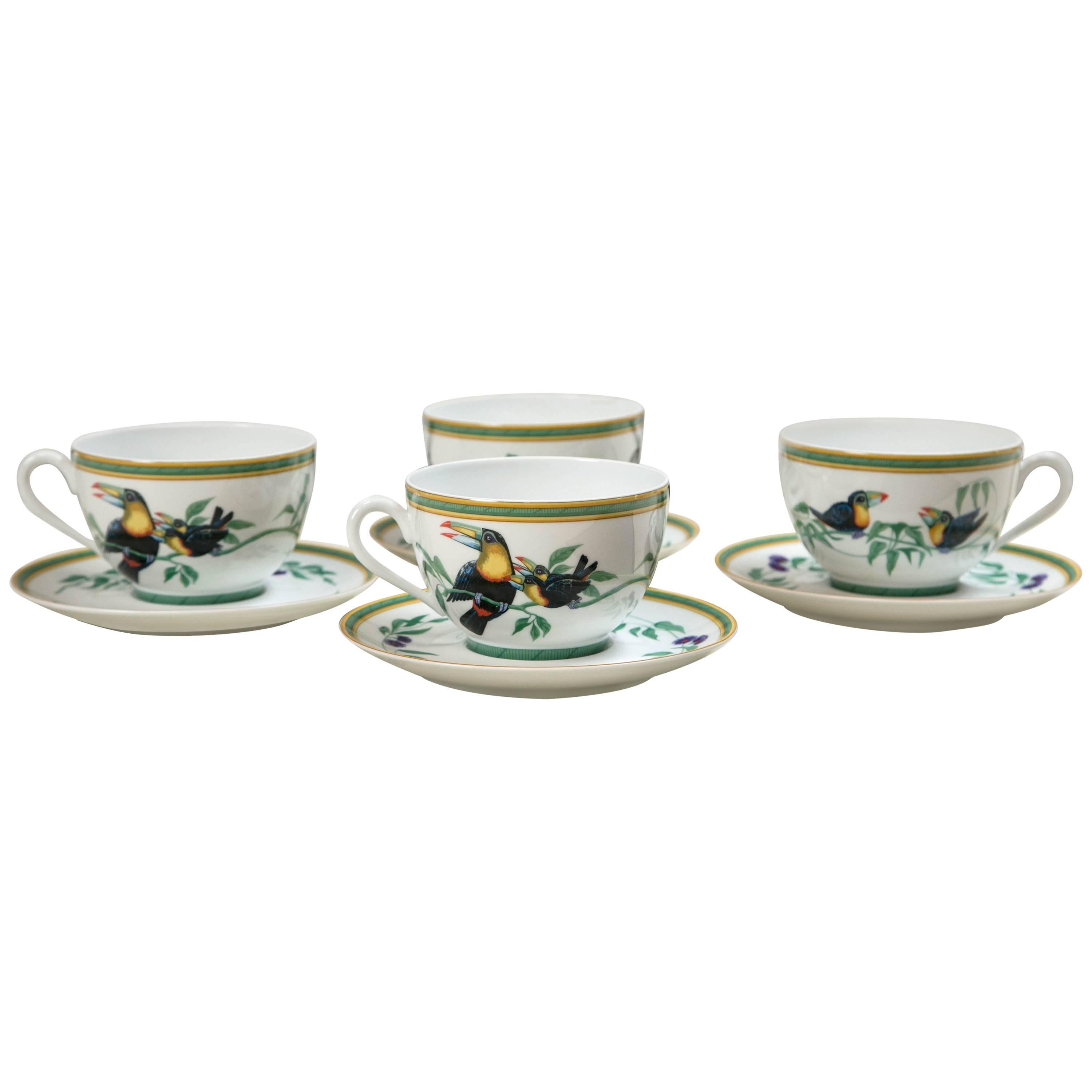Set of Four Hermès Cups and Saucers at 1stDibs
