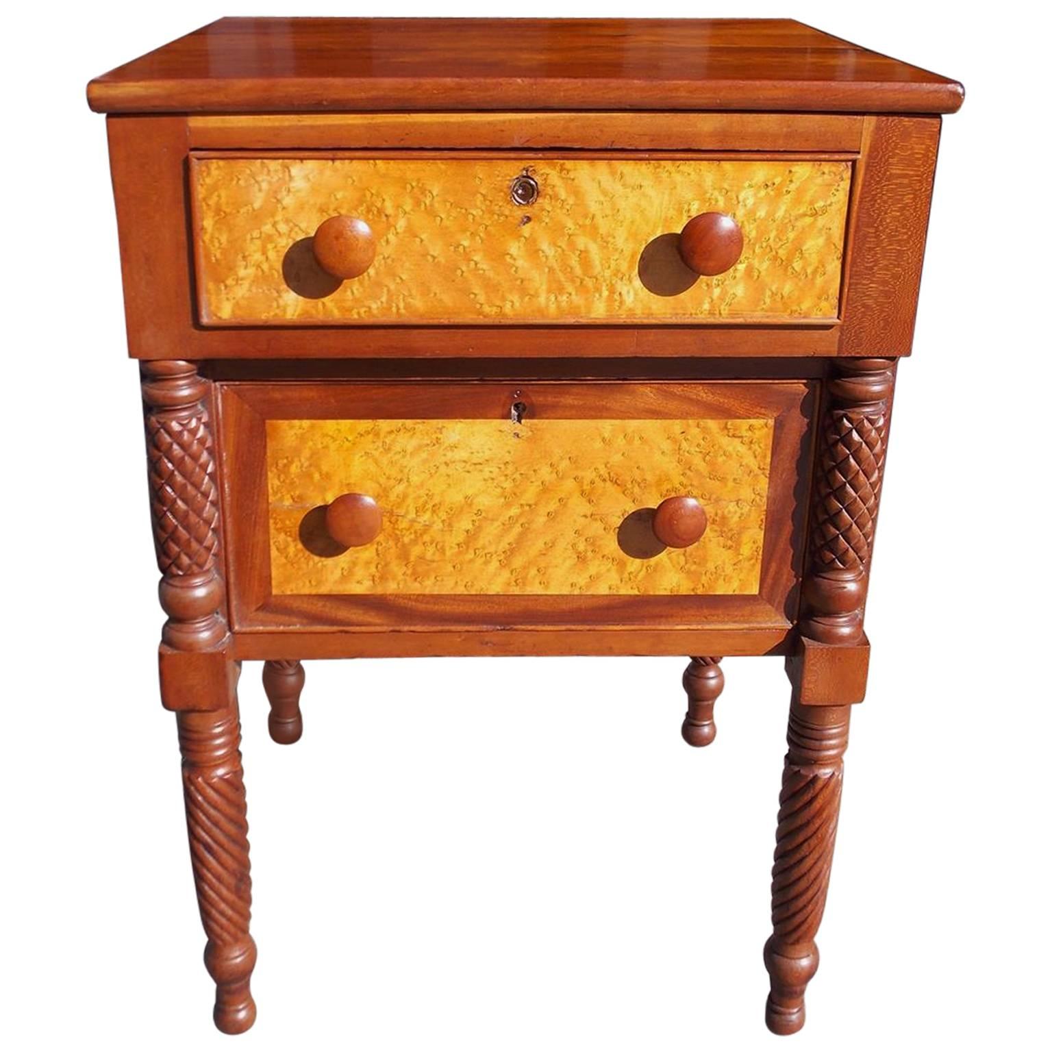 American Cherry and Birdseye Maple Stand, Circa 1815 For Sale at