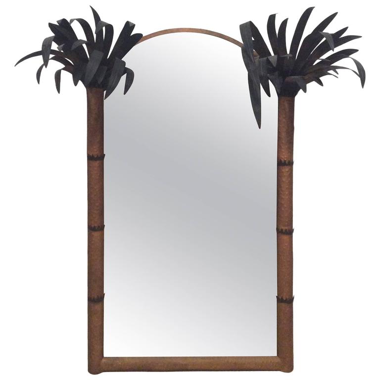 Palm Beach Frond Leaf Wall Mirror Vintage Metal Tole Tropical Island