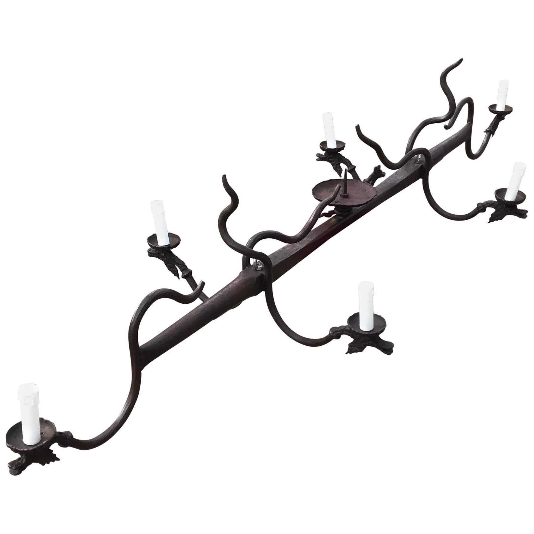 Wrought Iron Dragon Chandelier at 1stDibs