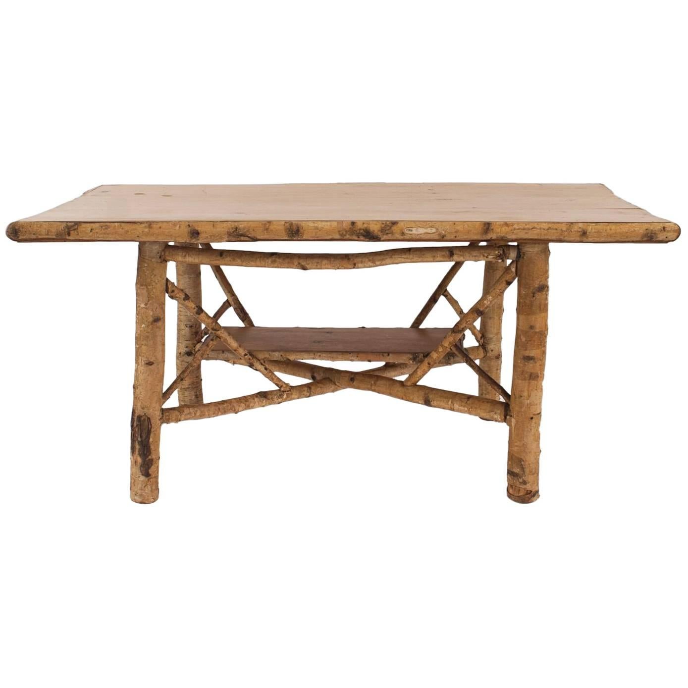 Rustic Adirondack Birch Wood Dining Table For Sale at 1stDibs