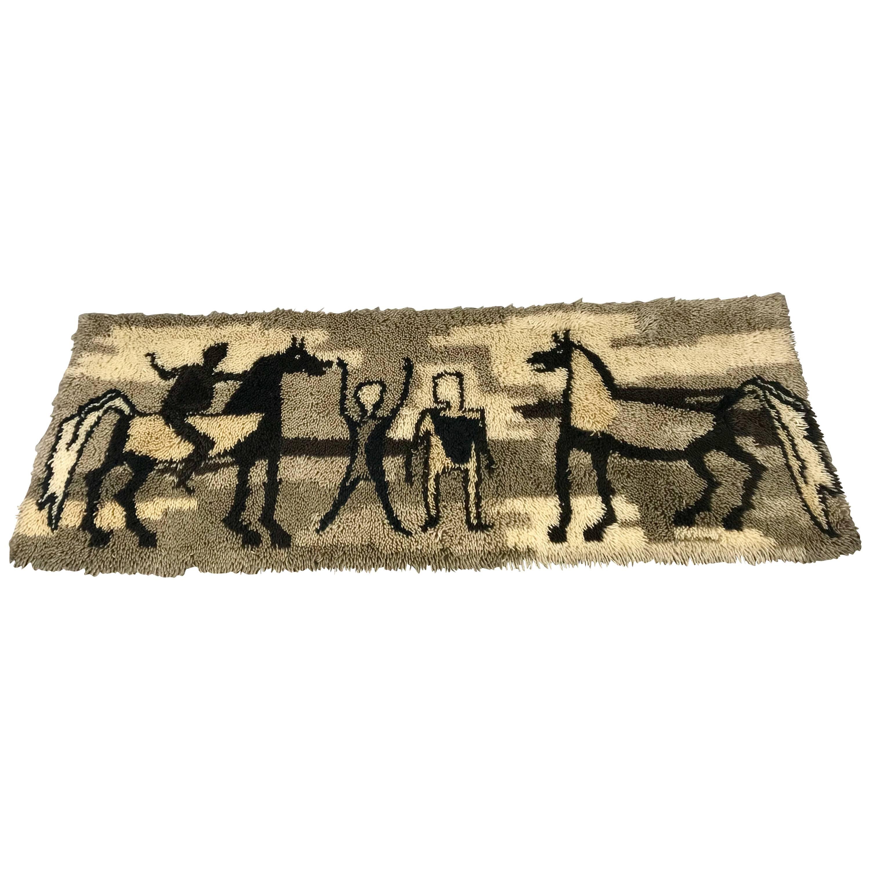Unusual Rya Rug, Wall Hanging from Ege Taepper of Denmark For Sale at