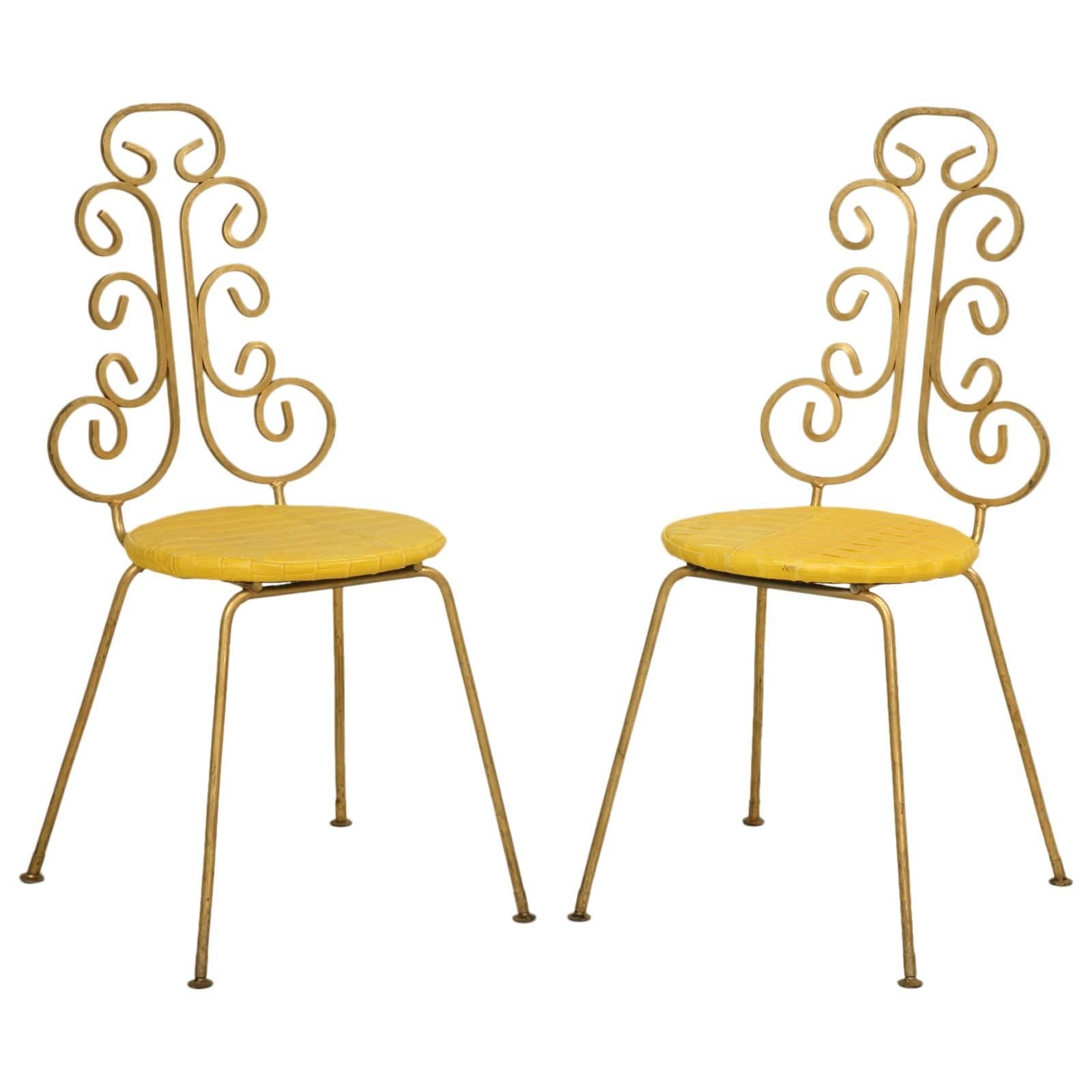 Gilded Wood French Pair of Victorian Style Chairs at 1stDibs
