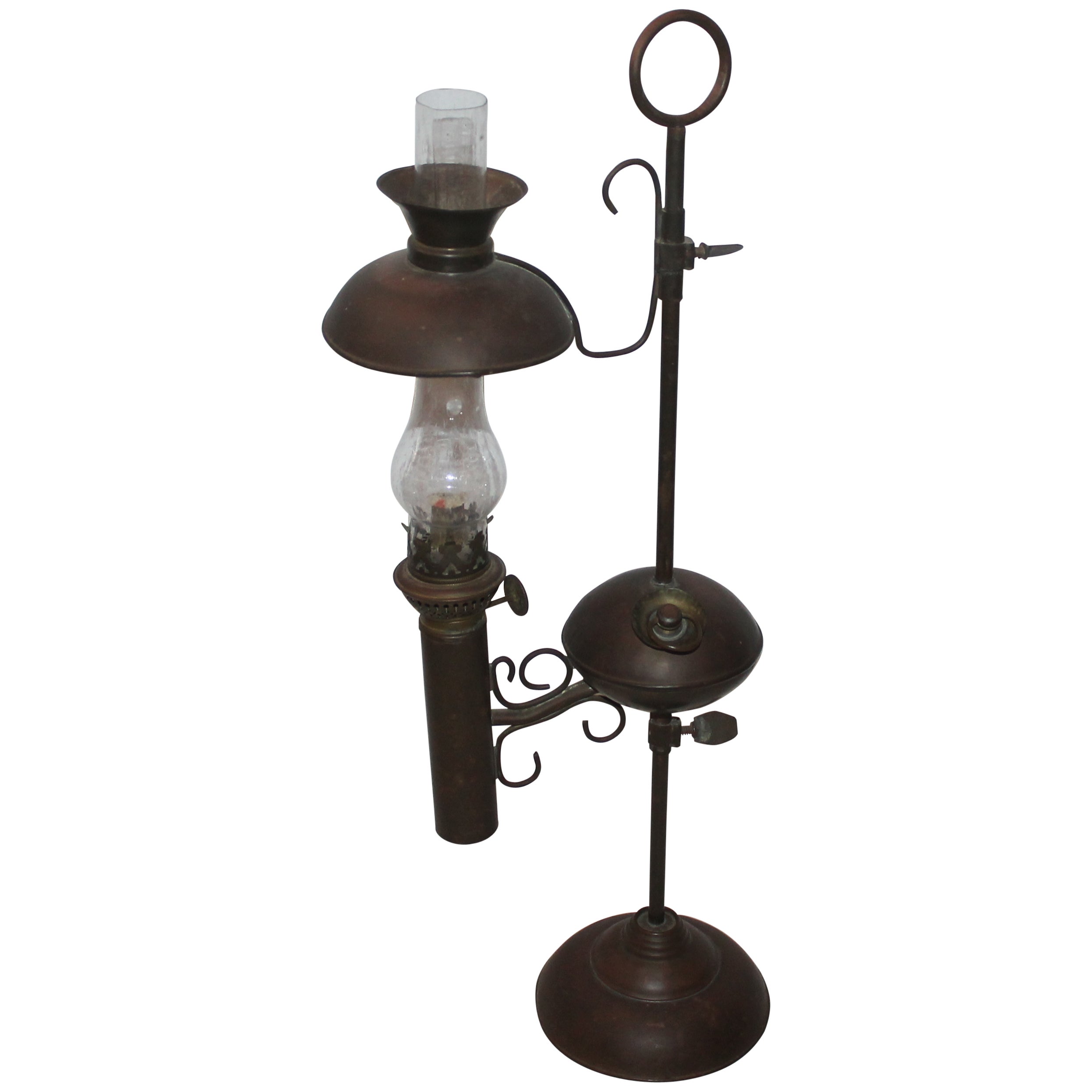 19th century Primitive Painted Early American Floor Lamp For Sale at