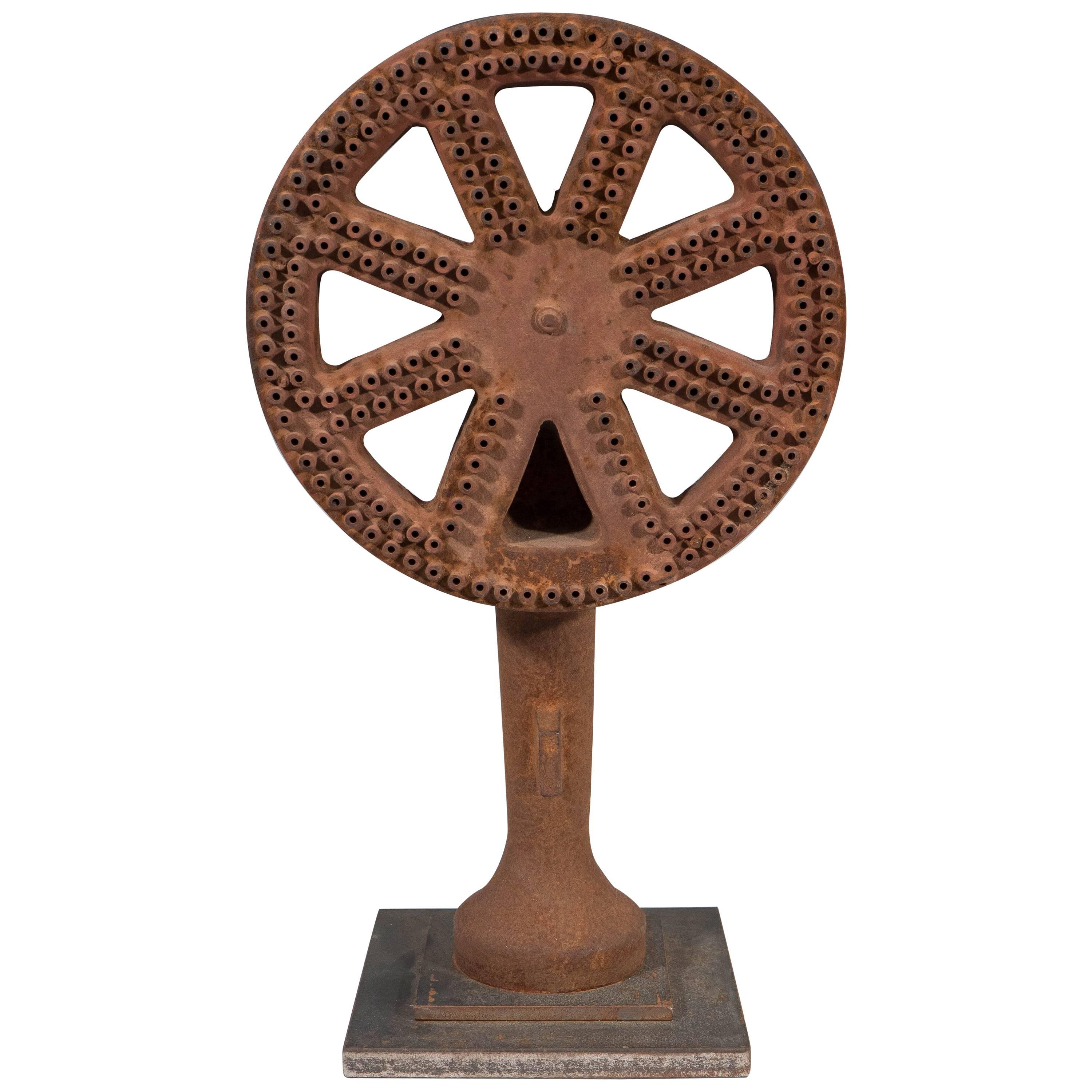 Vintage Industrial Decorative Iron Wheel Sculpture For Sale at 1stDibs