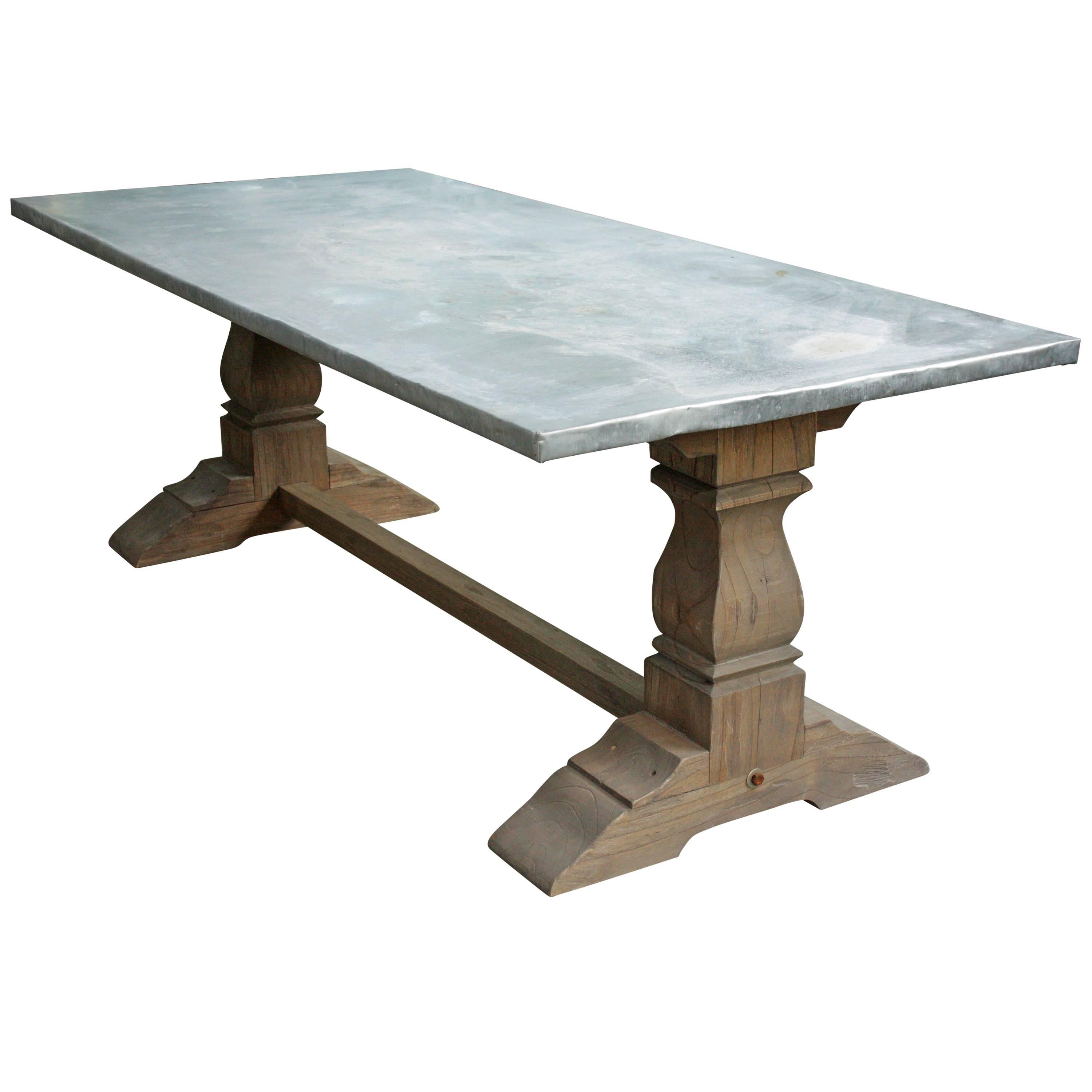 ZincWrapped Belgian Oak Farmhouse Table at 1stDibs