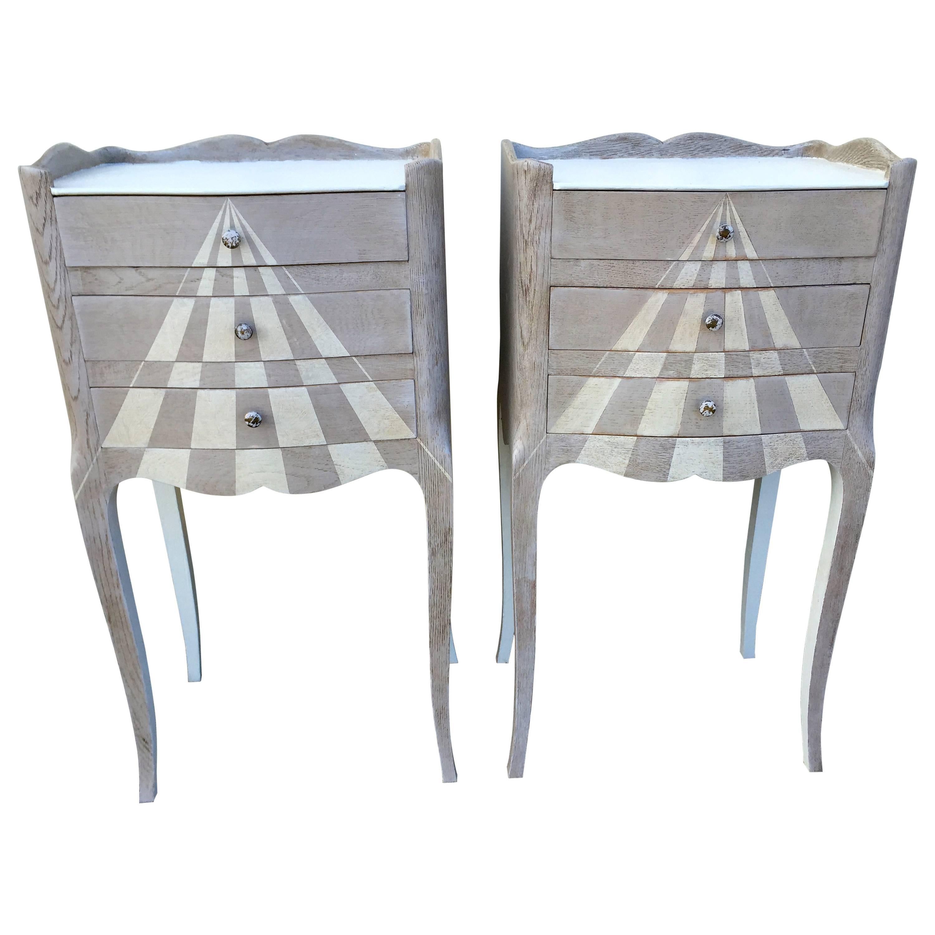 Pair of Whimsical Painted French Oak Nightstands at 1stDibs whimsical