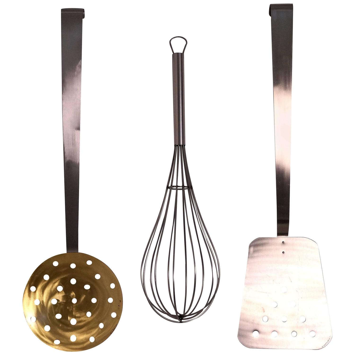 Set of Three Kitchen Utensils Sculptures, MidCentury Modern, Curtis C