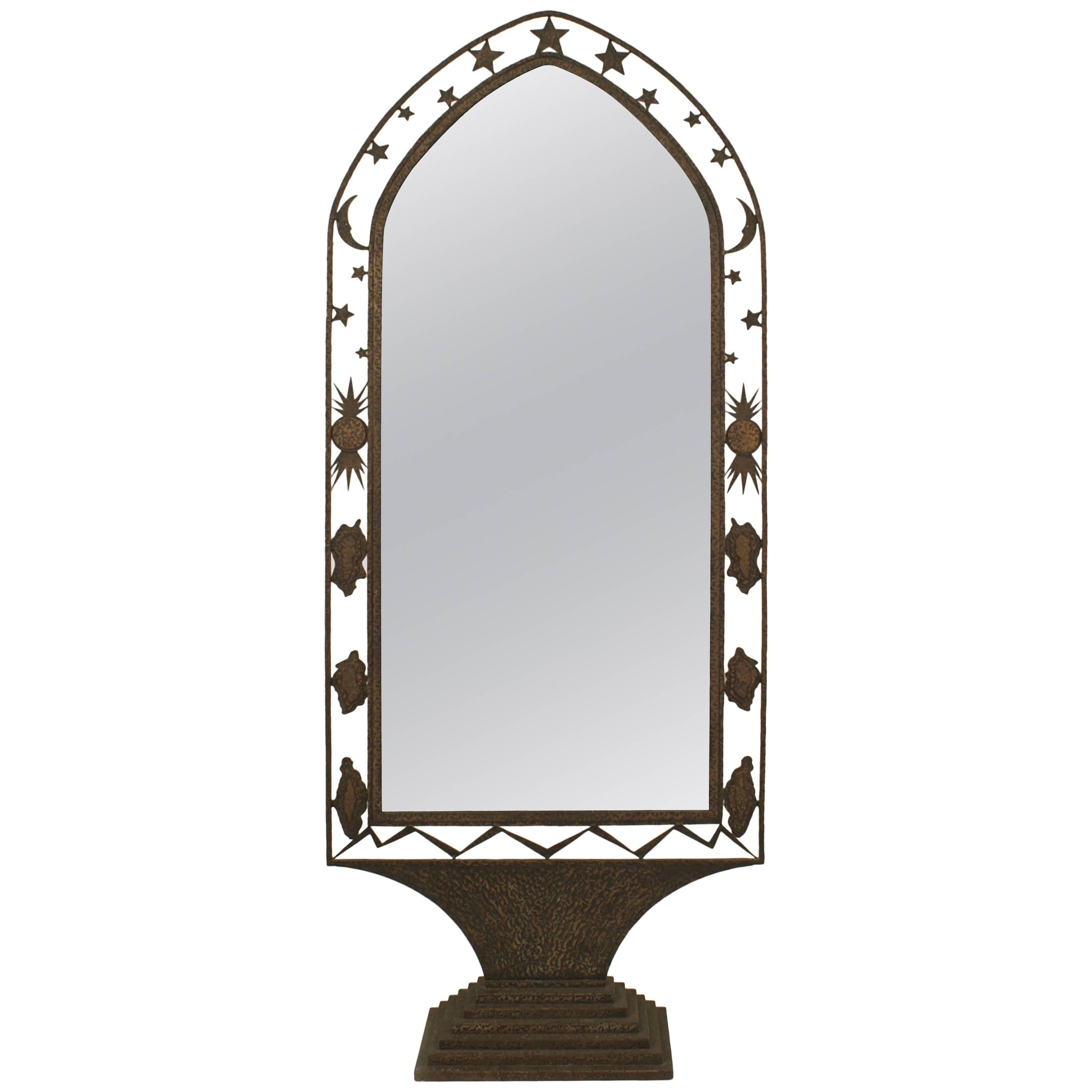 French Art Deco Wrought Iron Cheval Mirror For Sale at 1stDibs art deco floor mirror, wrought