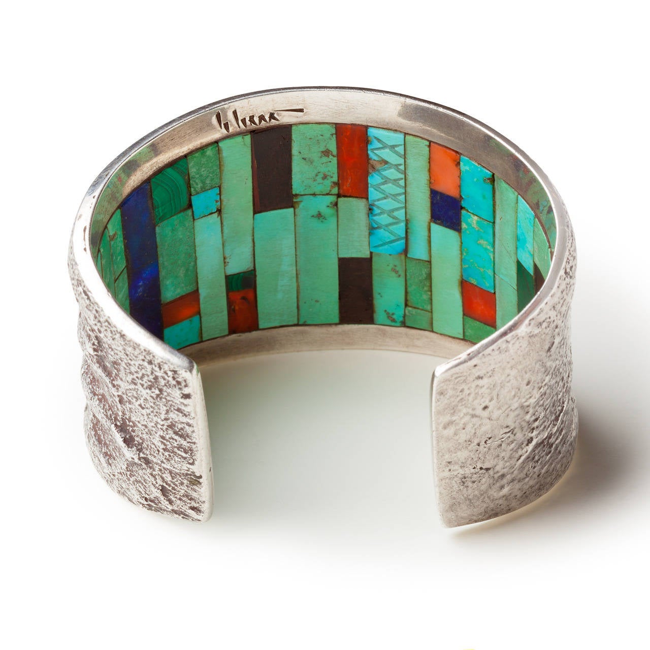 Charles Loloma, Tufa Cast Cuff with Inlay, circa 1970 For Sale at 1stdibs