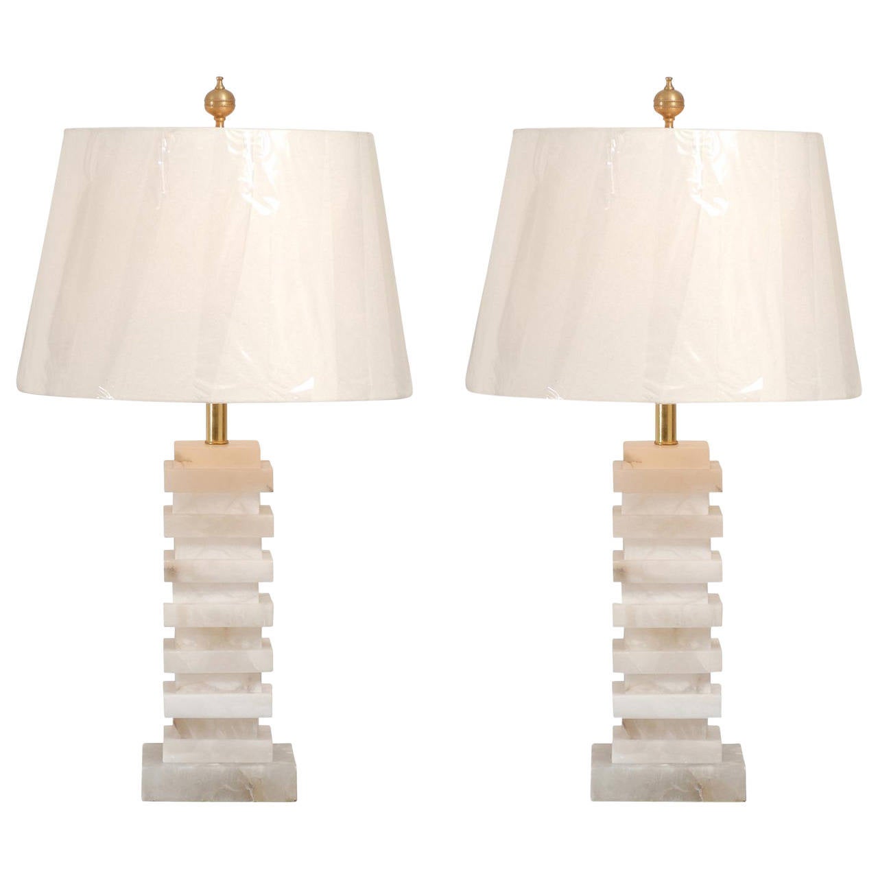 Pair of Vintage Marble Lamps For Sale at 1stdibs