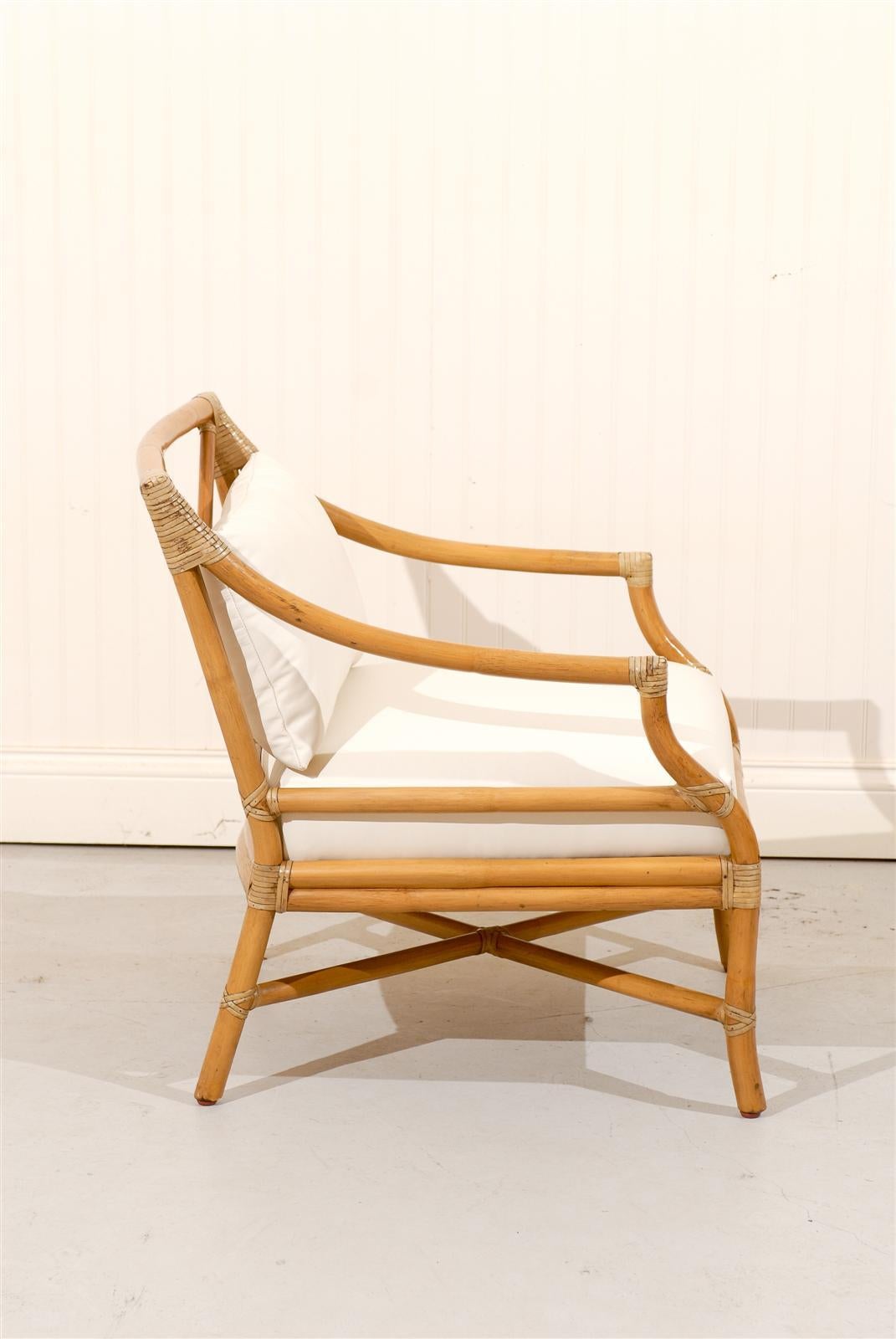 Beautiful Pair of Vintage Bamboo Target Back Lounge Chairs by McGuire