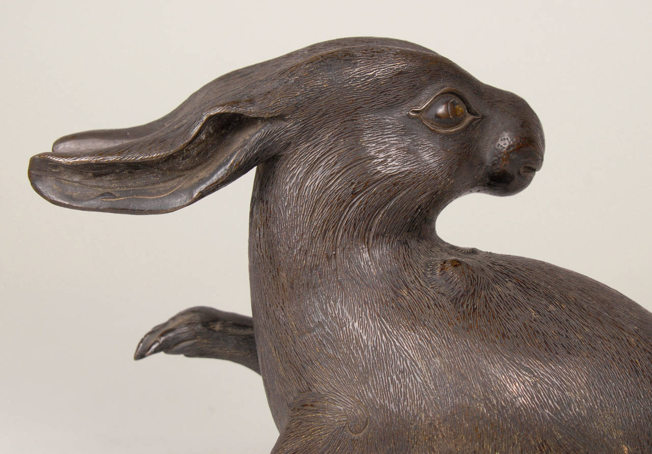 Japanese Meiji Bronze Rabbit For Sale at 1stdibs