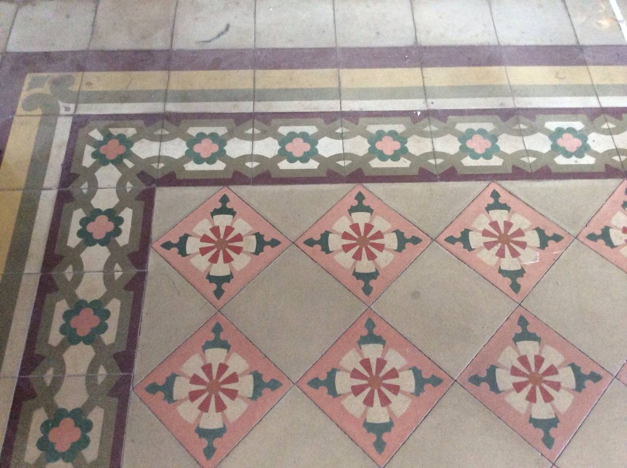 Antique Flooring, Italian Tiles Cement, 1920, Rare Floors For Sale at