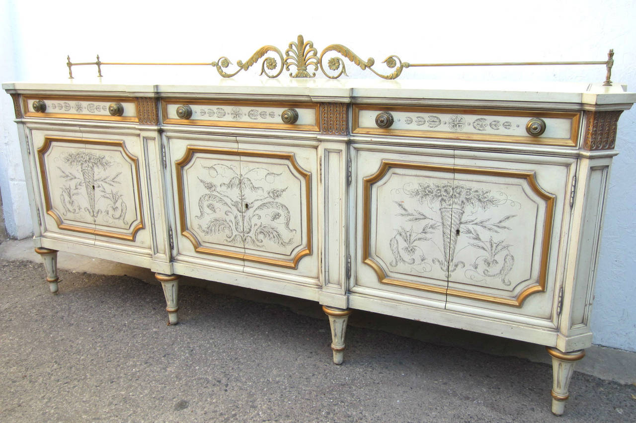Regency Karges Furniture Bronze Leaf Gallery Buffet at 1stDibs