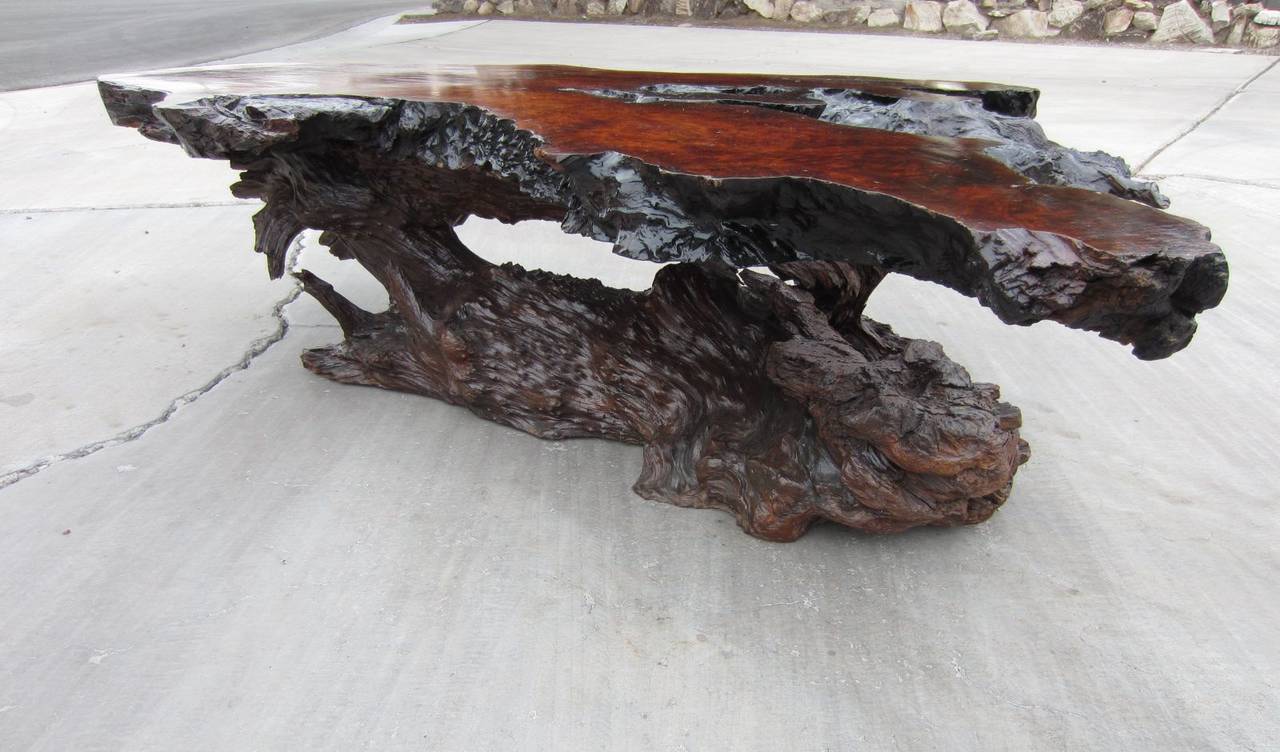 Natural Burl Wood Stump Coffee Table in the Nakashima Style, circa 1970