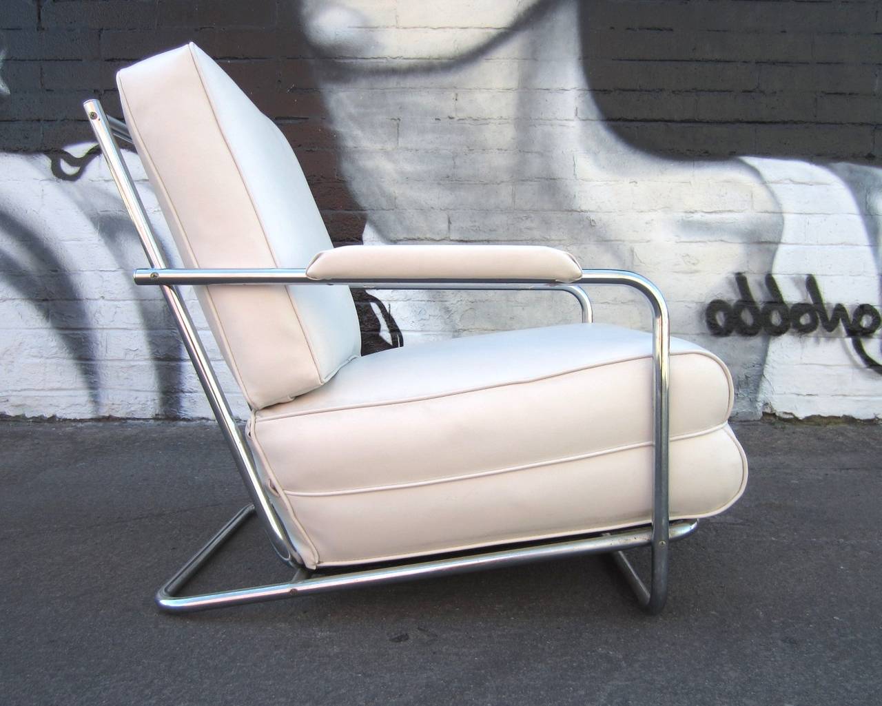 Art Deco Chrome Tube Lounge Chair by Gilbert Rohde for Troy Sunshade