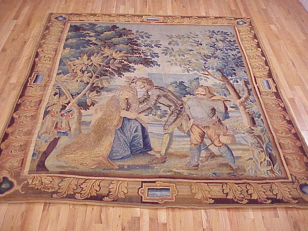 Antique 18th Century French Aubusson Tapestry with Romantic Tale of Don