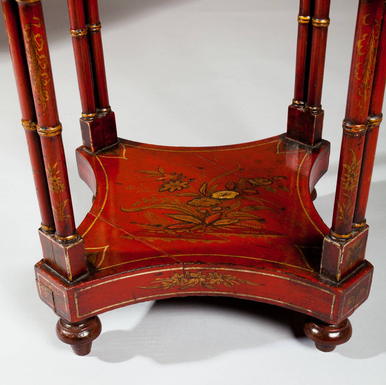Pair of Regency Red Lacquer Chinoiserie End Tables For Sale at 1stdibs