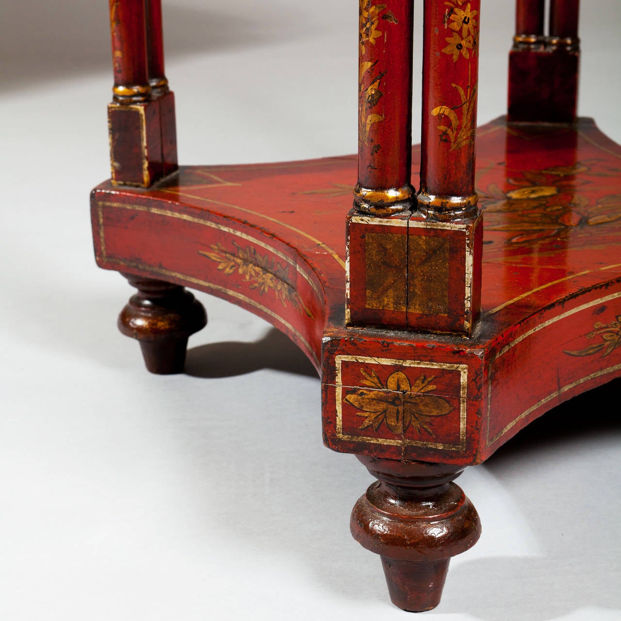 Pair of Regency Red Lacquer Chinoiserie End Tables For Sale at 1stdibs