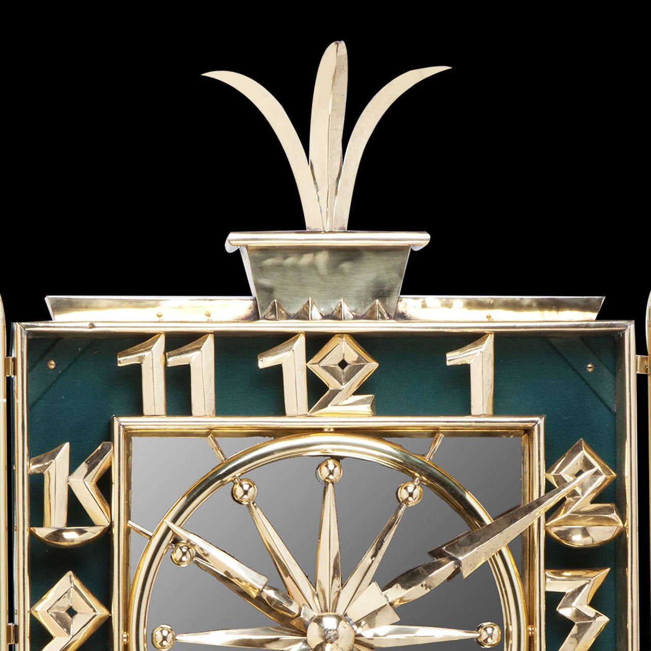 Art Deco Brass and Mirrored Wall Clock at 1stDibs