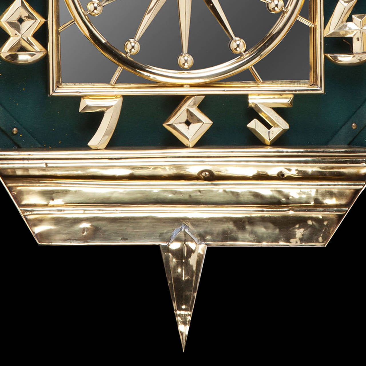 Art Deco Brass and Mirrored Wall Clock at 1stDibs