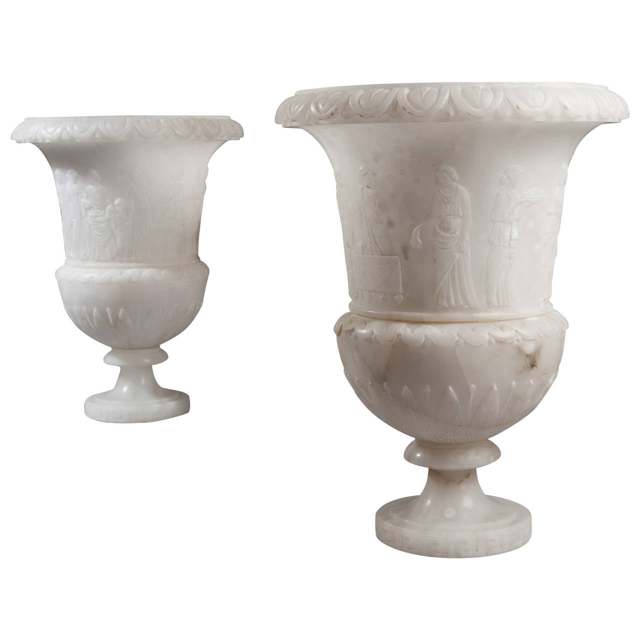 Pair of Alabaster Vases Now as Lamps For Sale at 1stDibs