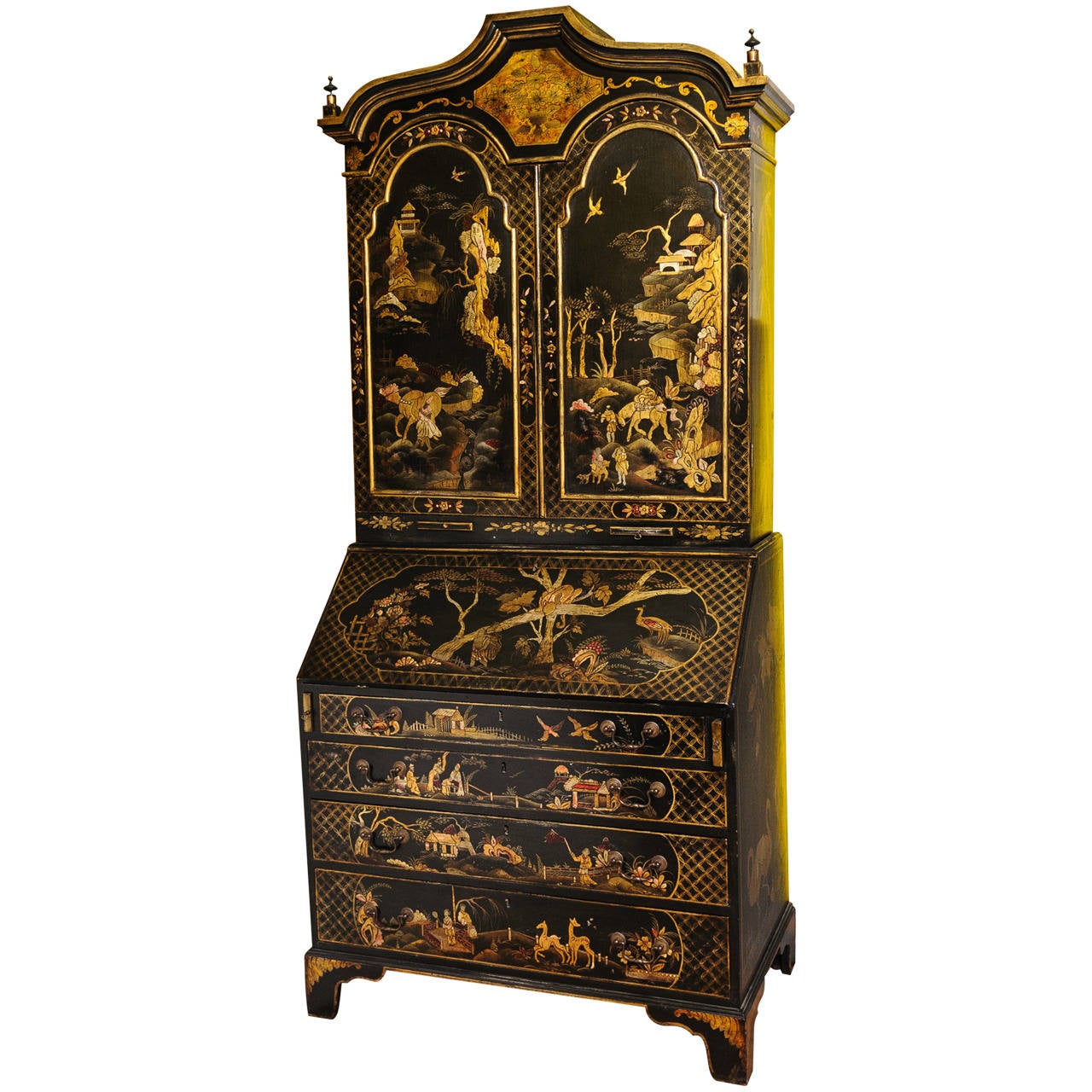 Superb Late 19th Century Chinoiserie HandPainted Secretary Desk at 1stDibs
