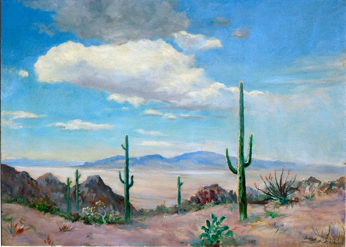 Desert Saguaro Painting For Sale at 1stDibs